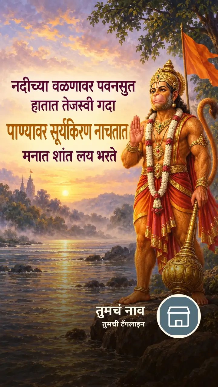 नदीच्या वळणावर पवनसुत - Bhakti Image, हनुमान