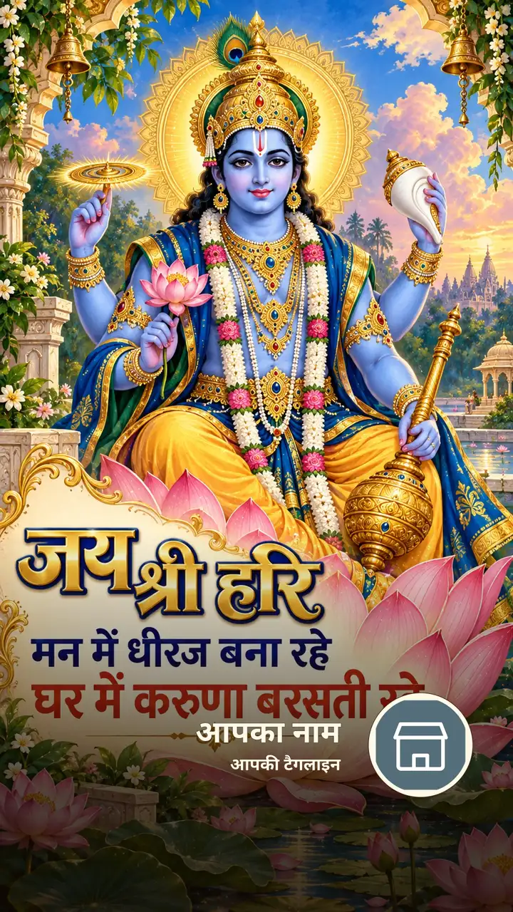 जय श्री हरि - मन में धीरज बना रहे - Bhakti Image, कमल, विष्णु