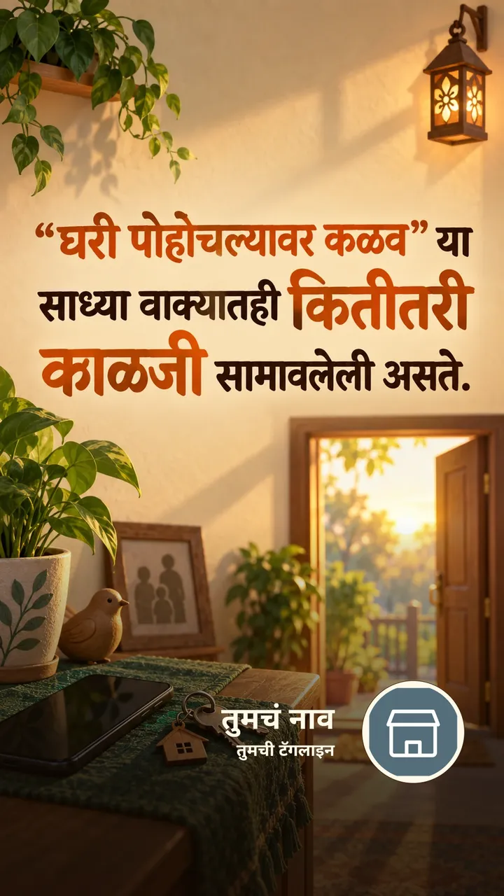 “घरी पोहोचल्यावर कळव” या - Suvichar Image, सूर्यास्त, कुटुंब