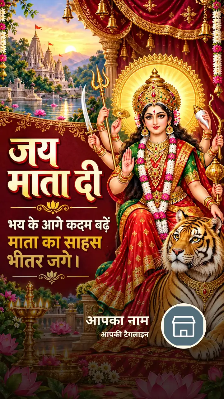 जय माता दी - भय के आगे कदम बढ़ें - Bhakti Image, फूल, कमल, दुर्गा