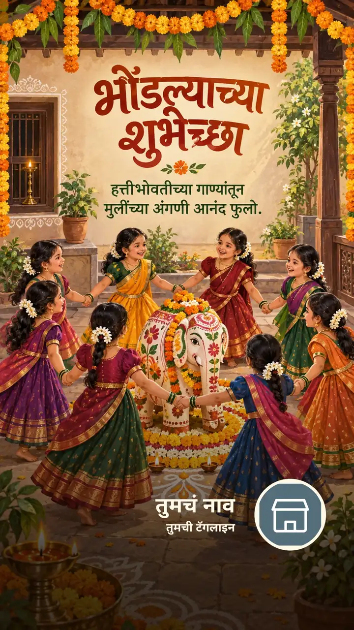 भोंडल्याच्या शुभेच्छा - Festival Image, फुलं, निसर्ग, मुलं