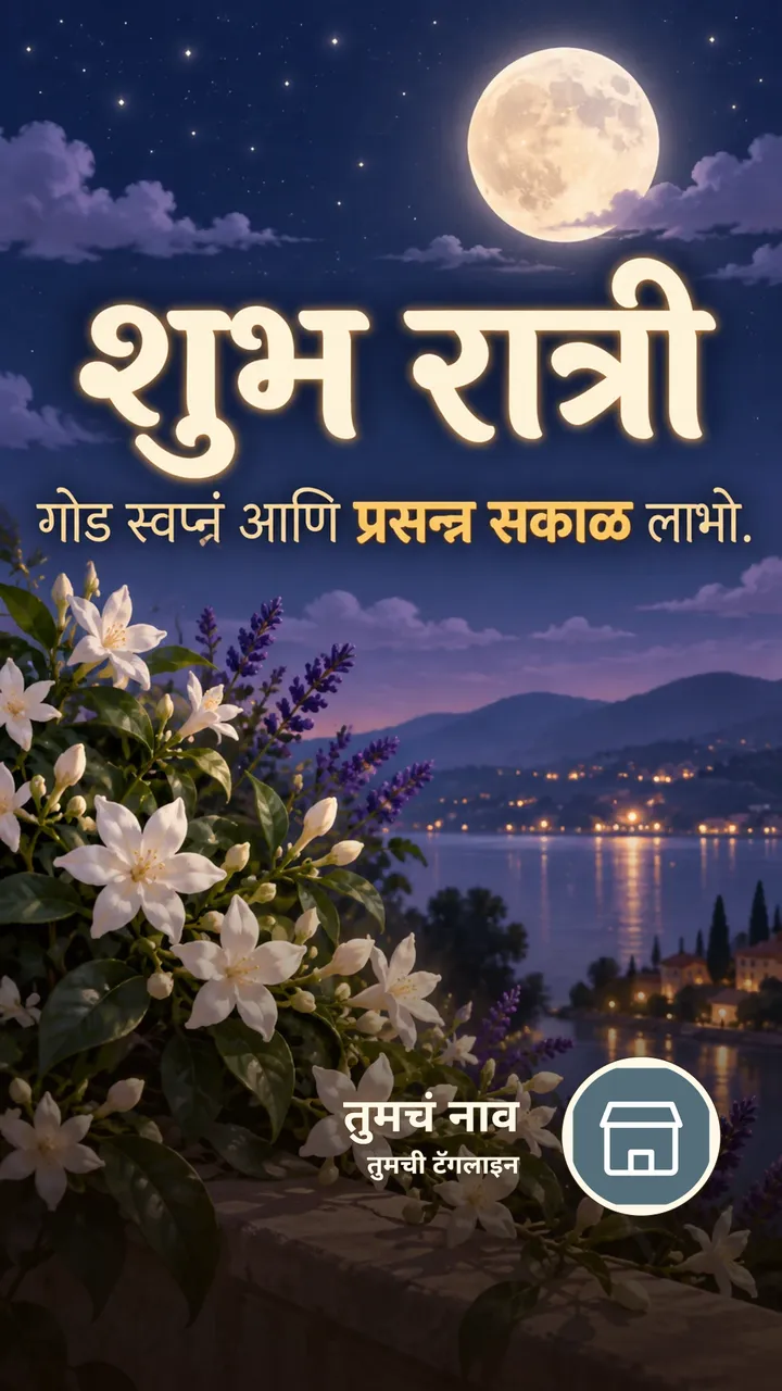 शुभ रात्री - गोड स्वप्नं आणि प्रसन्न सकाळ लाभो. - Shubh Ratri Image, फुलं, चंद्र
