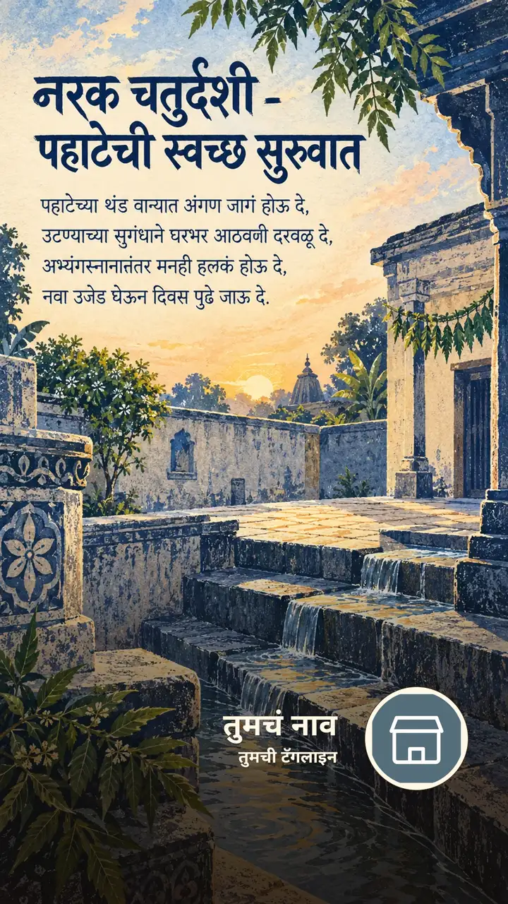 नरक चतुर्दशी - पहाटेची स्वच्छ सुरुवात - Festival Image, फुलं, निसर्ग, गाव