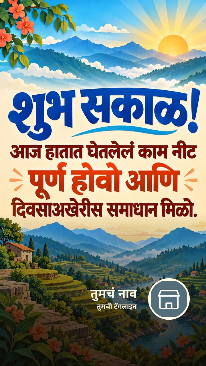 शुभ सकाळ! - आज हातात घेतलेलं काम नीट - Shubh Sakal Image, सूर्योदय, डोंगर, नदी