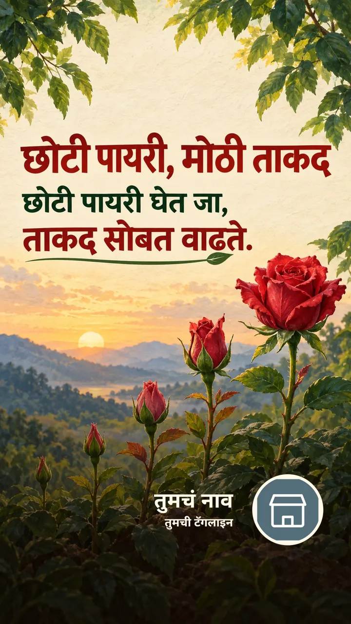 छोटी पायरी, मोठी ताकद - Motivation Image, गुलाब, निसर्ग