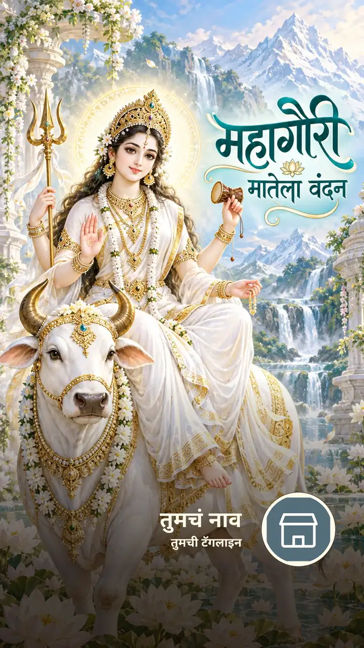 महागौरी मातेला वंदन - Bhakti Image, फुलं, कमळ, दुर्गा