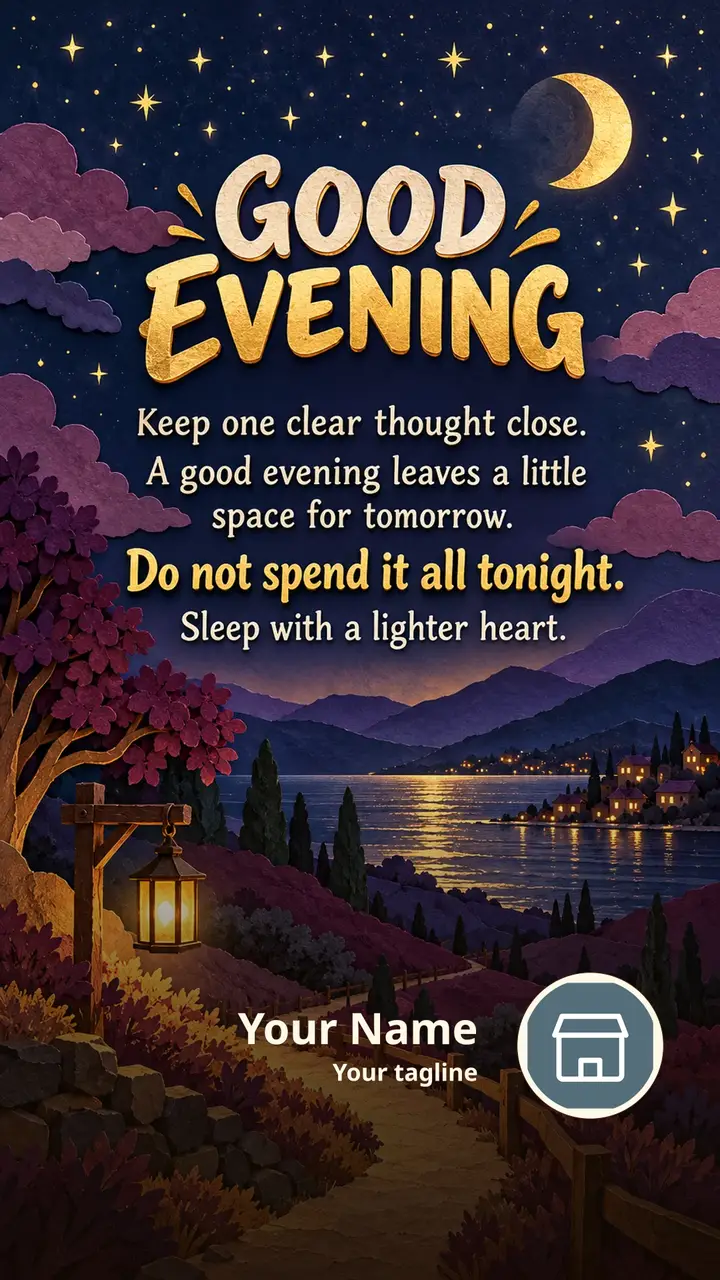 GOOD EVENING - Keep one clear thought close. - A good evening leaves - Good Evening Image
