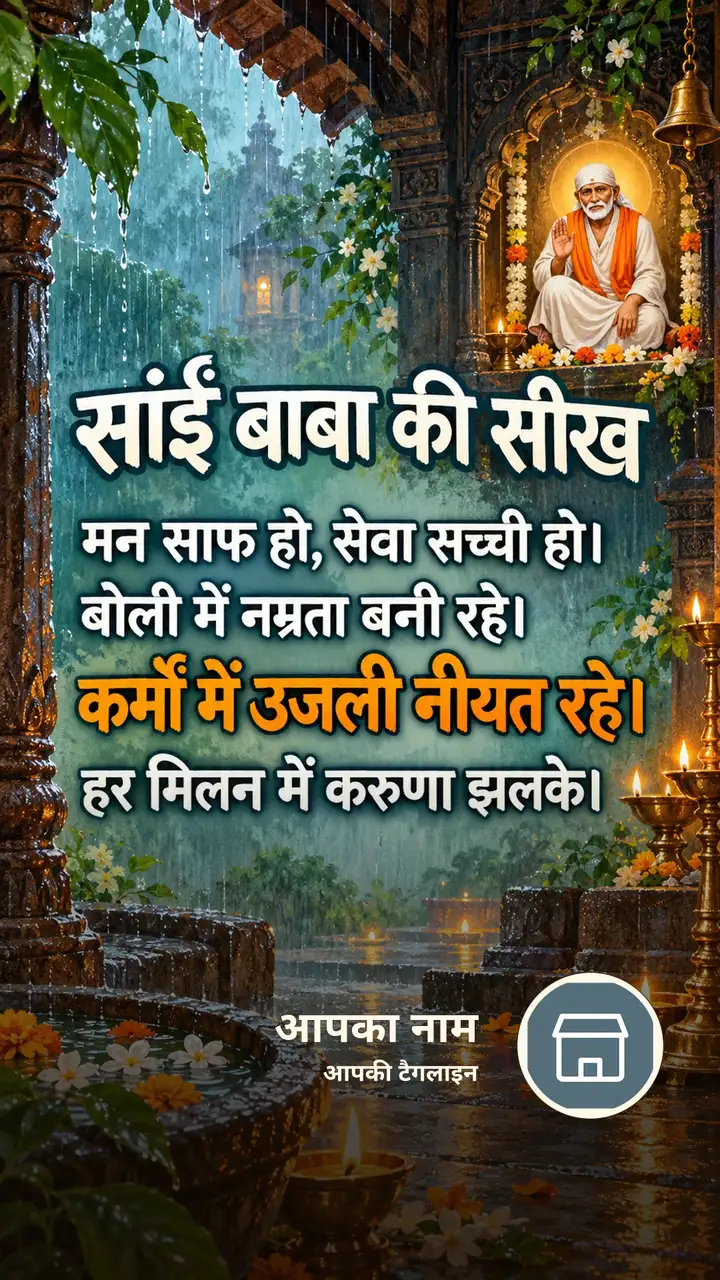 साईं बाबा की सीख - Bhakti Image, फूल, बारिश, दीया, साईं बाबा