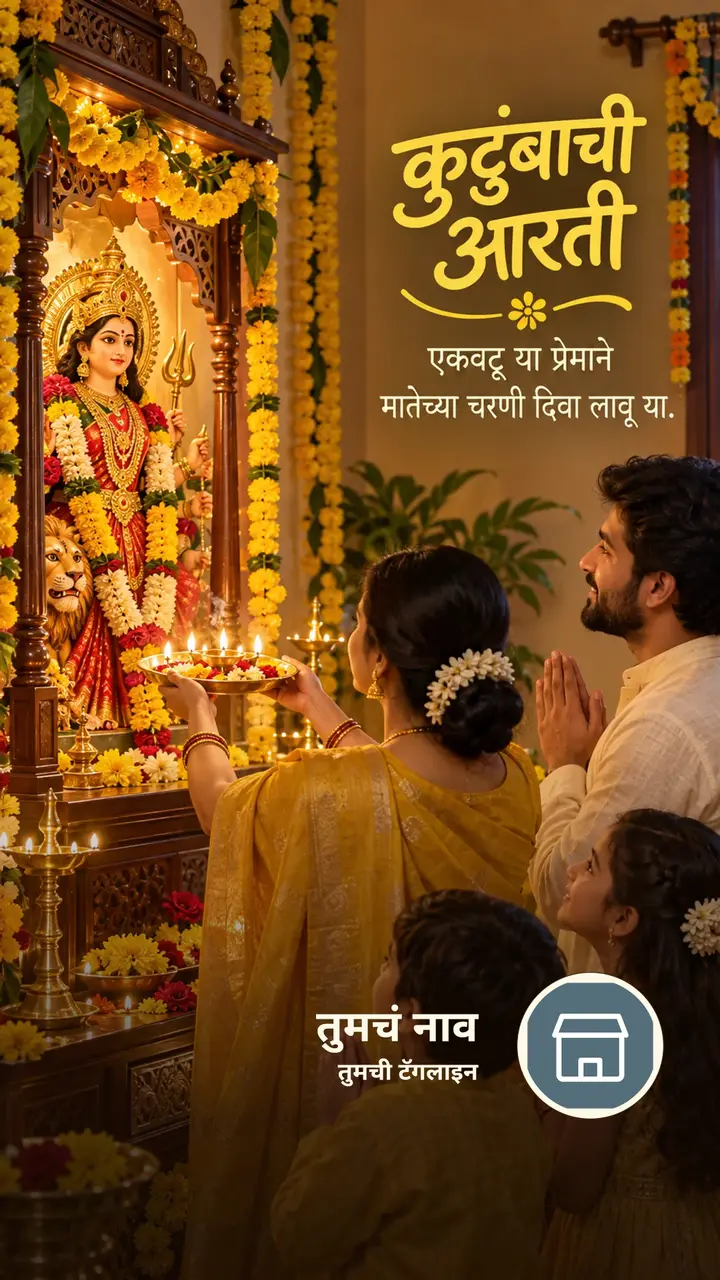 कुटुंबाची आरती - Festival Image, फुलं, दिवा, कुटुंब