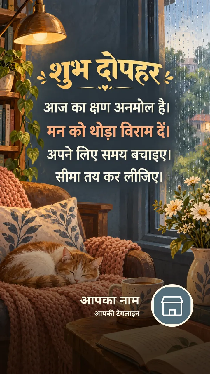 शुभ दोपहर - आज का क्षण अनमोल है। - मन को थोड़ा विराम दें। - Dopahar Image