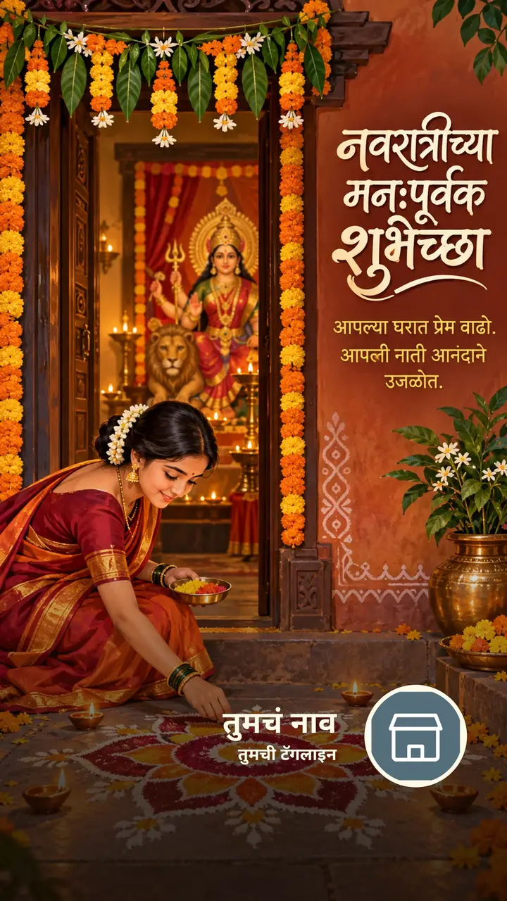 नवरात्रीच्या मनःपूर्वक शुभेच्छा - Festival Image, फुलं, निसर्ग, दिवा