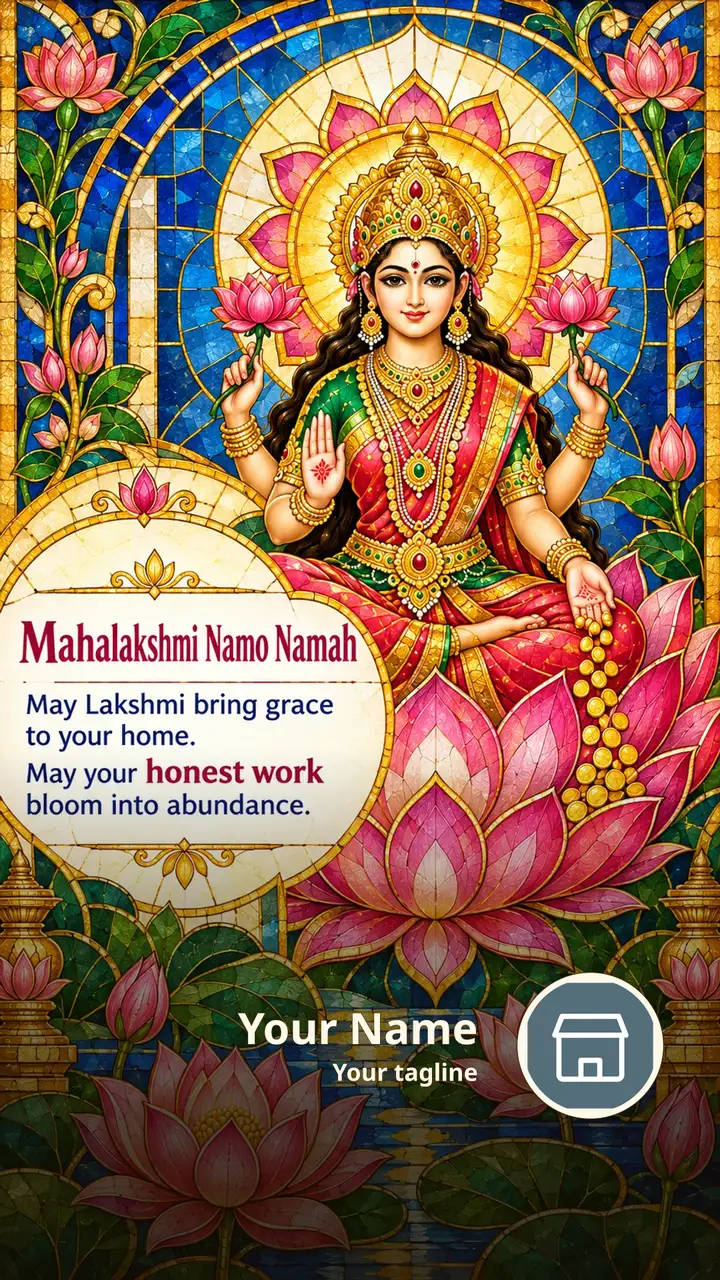 Mahalakshmi Namo Namah - May Lakshmi bring grace to your - Devotional Image, Flowers, Lotus, Lakshmi