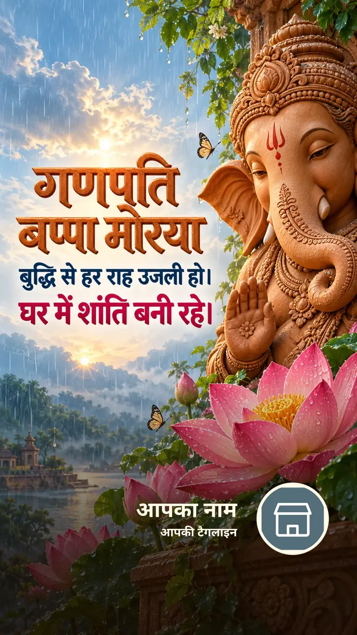 गणपति बप्पा मोरया - बुद्धि से हर राह उजली हो। - Bhakti Image, कमल, तितली, गणेश