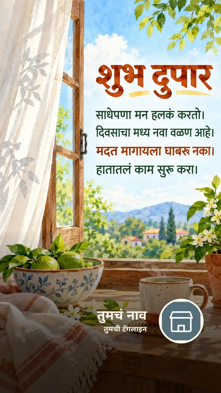 शुभ दुपार - साधेपणा मन हलकं करतो। - दिवसाचा मध्य नवा वळण - Shubh Dupar Image