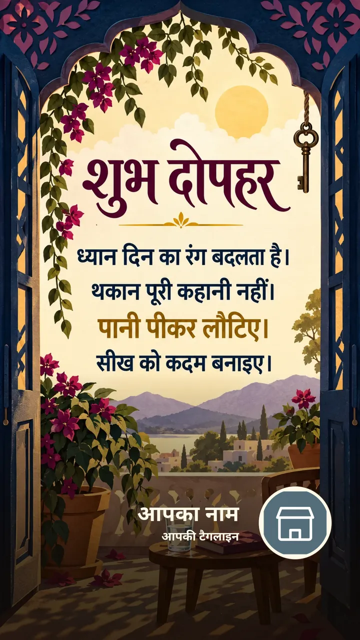 शुभ दोपहर - ध्यान दिन का रंग बदलता है। - थकान पूरी कहानी - Dopahar Image