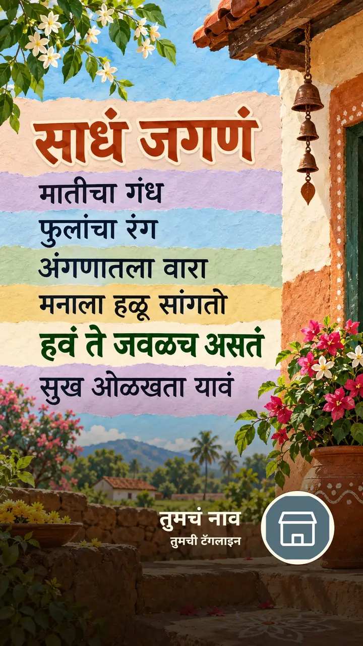 साधं जगणं - Suvichar Image, फुलं, निसर्ग, गाव