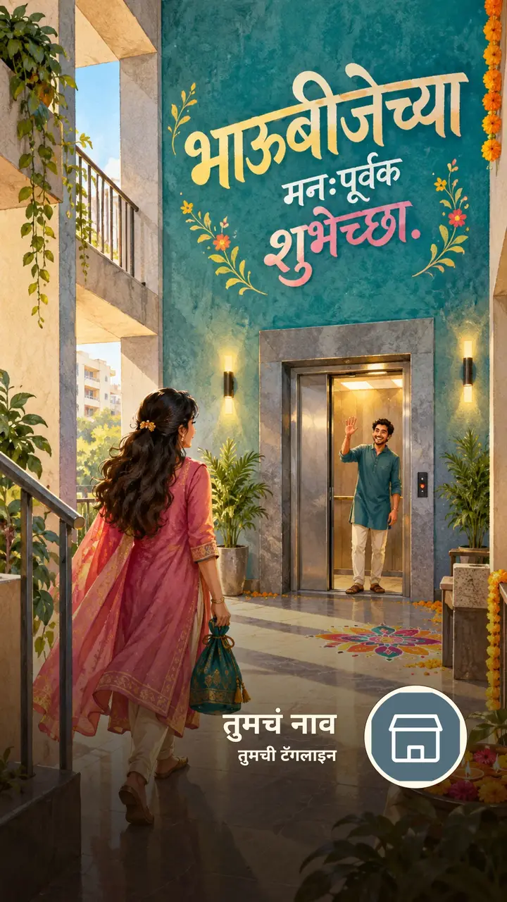 भाऊबीजेच्या मनःपूर्वक शुभेच्छा. - Festival Image, फुलं, दिवा, कुटुंब