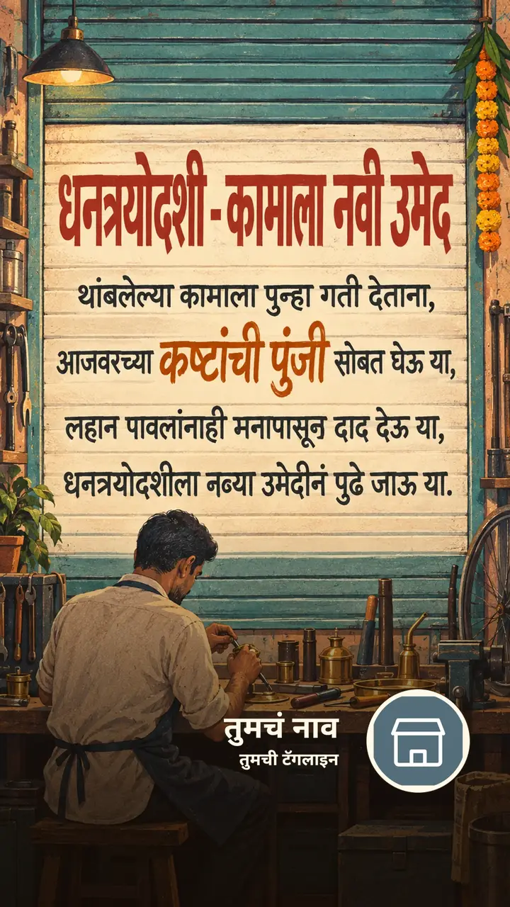 धनत्रयोदशी - कामाला नवी उमेद - Festival Image, दिवा, गाव