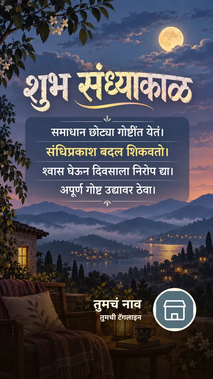 शुभ संध्याकाळ - समाधान छोट्या गोष्टींत येतं। - संधिप्रकाश बदल शिकवतो। - Sandhyakal Image