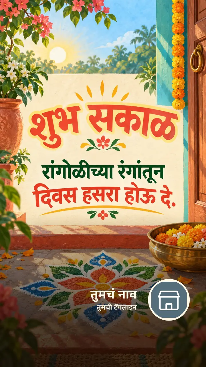 शुभ सकाळ - रांगोळीच्या रंगांतून - Shubh Sakal Image, फुलं, निसर्ग