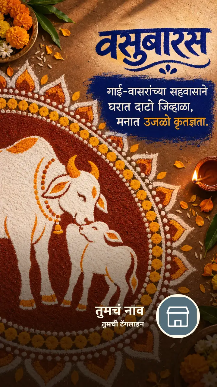 वसुबारस - गाई-वासरांच्या सहवासाने - Festival Image, फुलं, दिवा, गाव