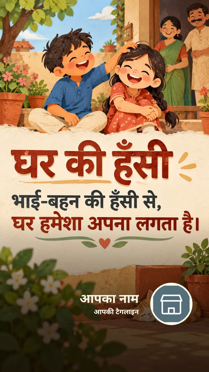 घर की हँसी - भाई-बहन की हँसी से, - Suvichar Image, परिवार, बच्चे