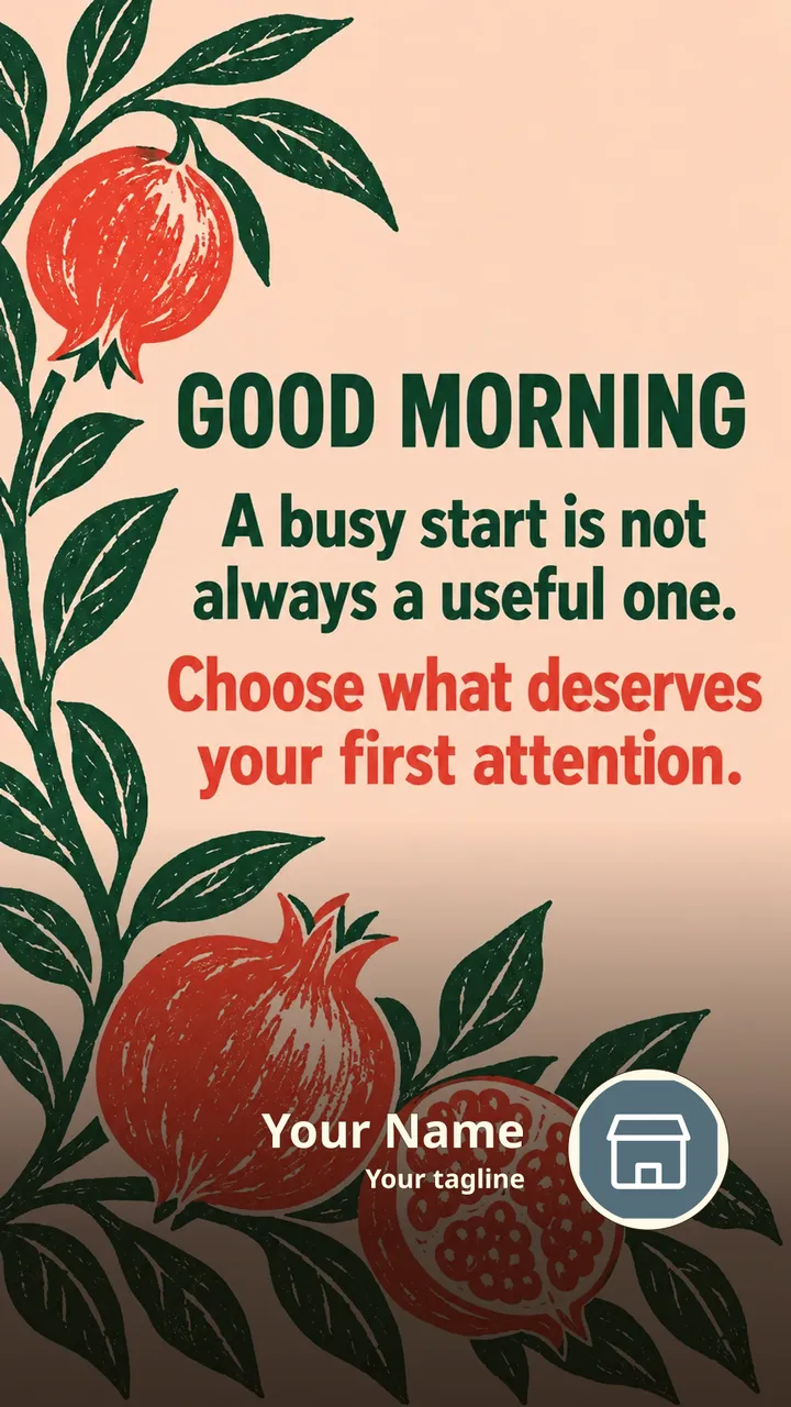 GOOD MORNING - A busy start is not always a useful one. - Good Morning Image, Flowers
