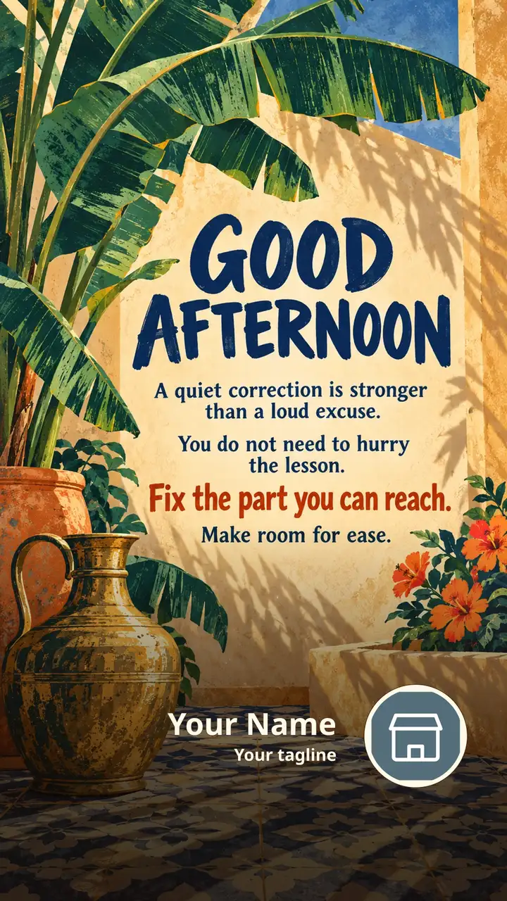 GOOD AFTERNOON - A quiet correction is stronger than a loud excuse. - Afternoon Image