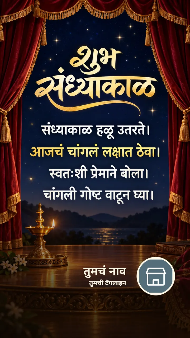शुभ संध्याकाळ - संध्याकाळ हळू उतरते। - आजचं चांगलं लक्षात ठेवा। - Sandhyakal Image