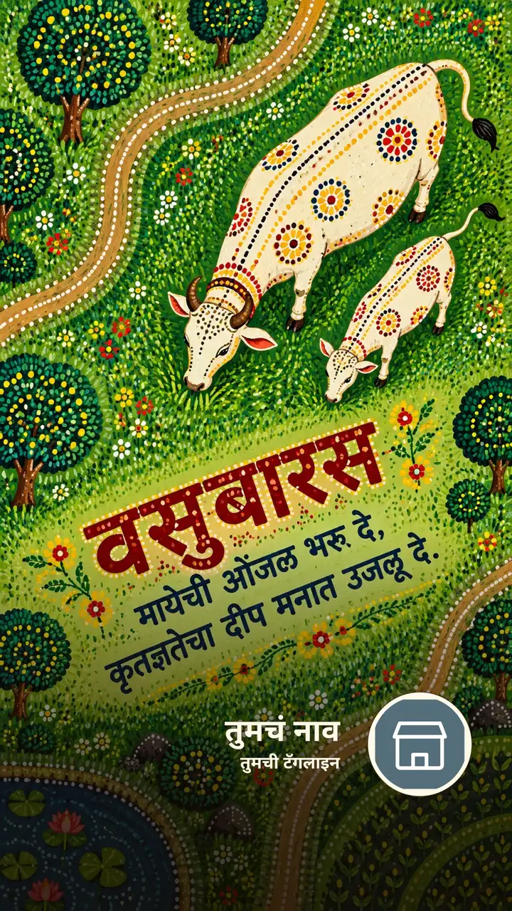 वसुबारस - मायेची ओंजळ भरू दे, - Festival Image, फुलं, दिवा, गाव