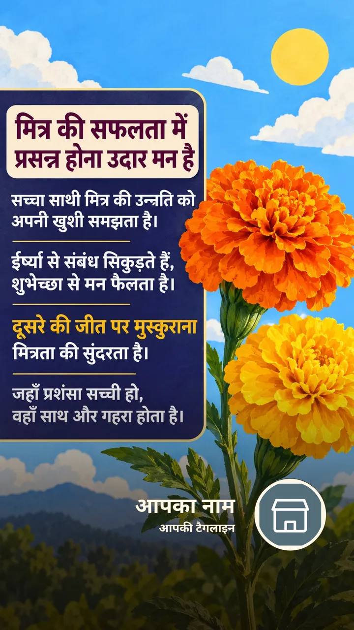 मित्र की सफलता में प्रसन्न होना उदार मन - Suvichar Image, फूल, आसमान