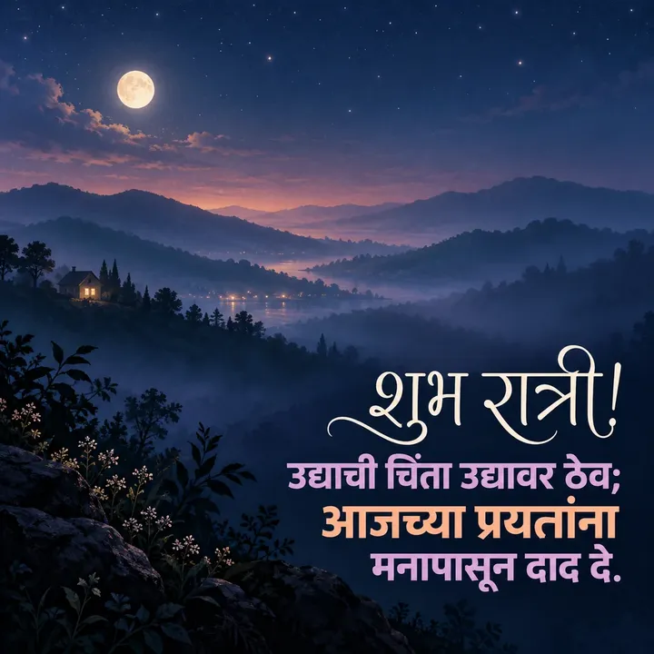 शुभ रात्री! - उद्याची चिंता उद्यावर ठेव; - Shubh Ratri Image, निसर्ग, डोंगर, चंद्र