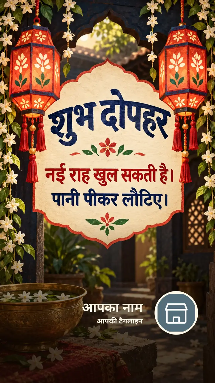 शुभ दोपहर - नई राह खुल सकती है। - पानी पीकर लौटिए। - Dopahar Image