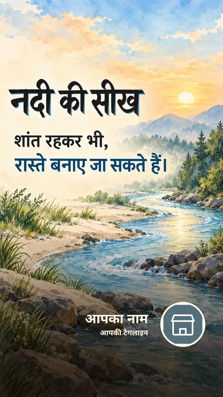 नदी की सीख - Suvichar Image, नदी, आसमान