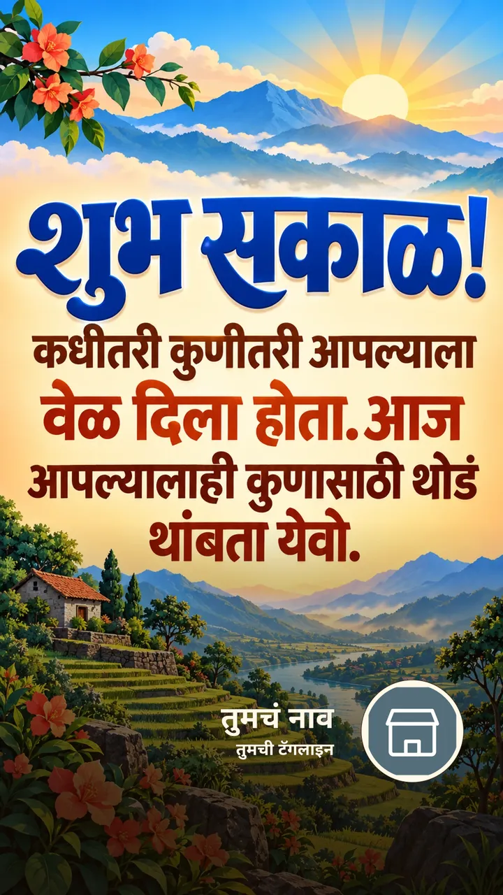 शुभ सकाळ! - कधीतरी कुणीतरी आपल्याला - Shubh Sakal Image, सूर्योदय, डोंगर, नदी