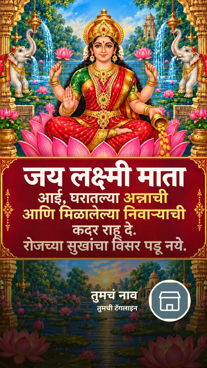 जय लक्ष्मी माता - आई, घरातल्या अन्नाची - Bhakti Image, कमळ, नदी, आकाश, लक्ष्मी