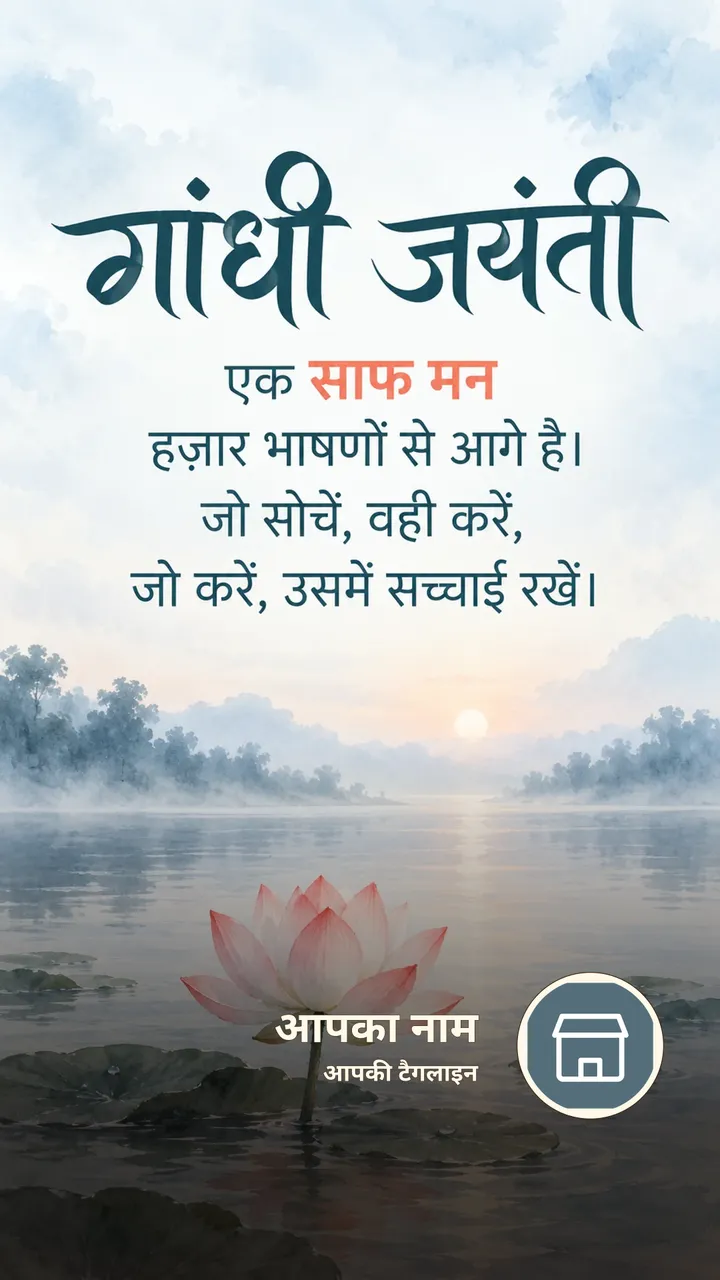 गांधी जयंती - एक साफ मन - Festival Image, कमल, नदी