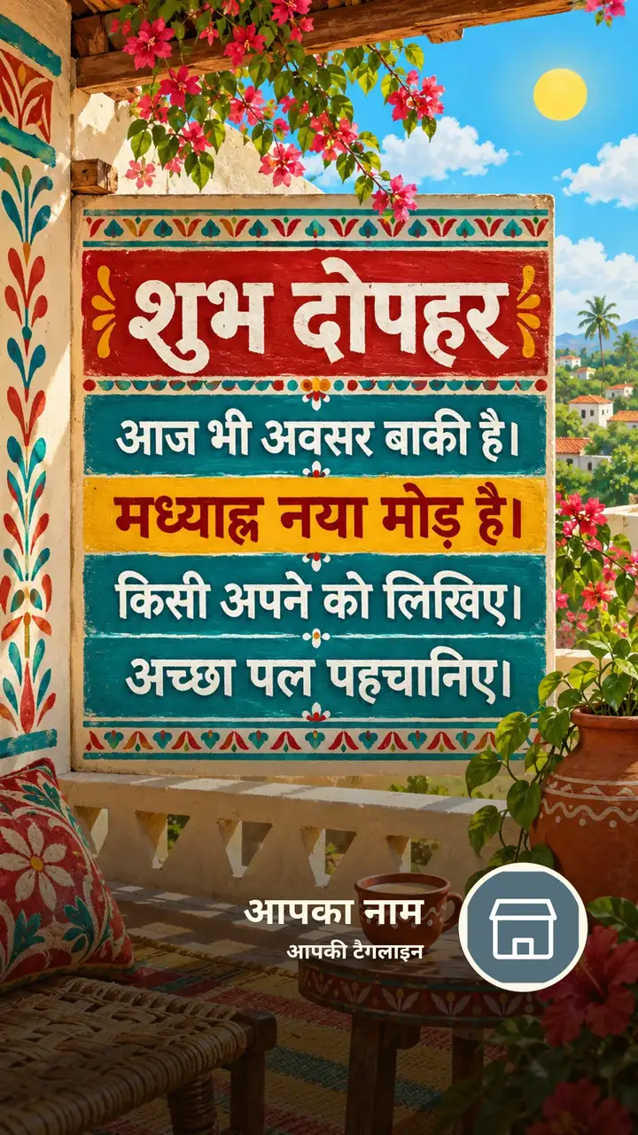 शुभ दोपहर - आज भी अवसर बाकी है। - मध्याह्न नया मोड़ है। - Dopahar Image
