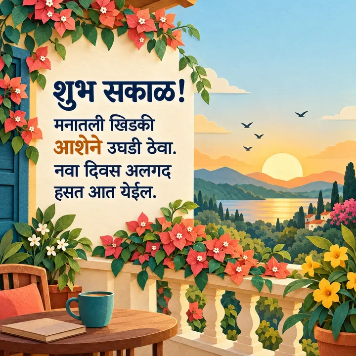 शुभ सकाळ! - मनातली खिडकी - Shubh Sakal Image, फुलं, सूर्योदय, पक्षी