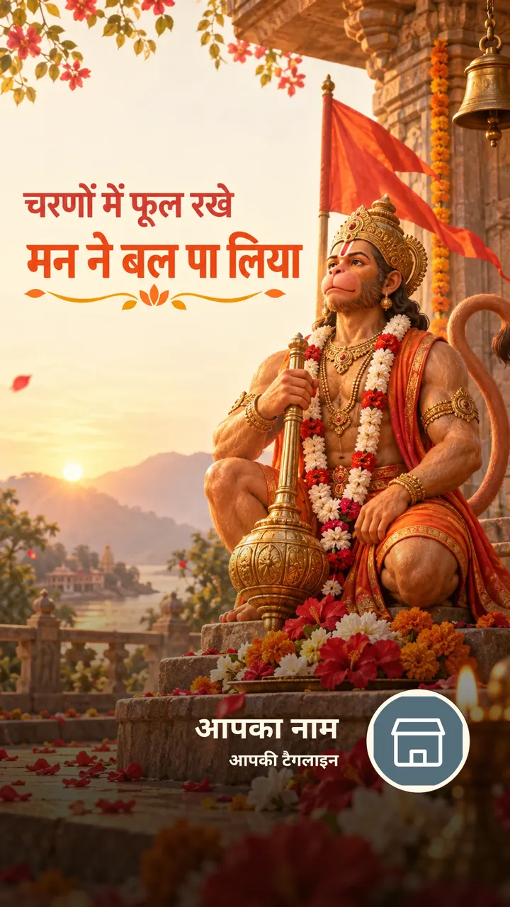 चरणों में फूल रखे - Bhakti Image, हनुमान