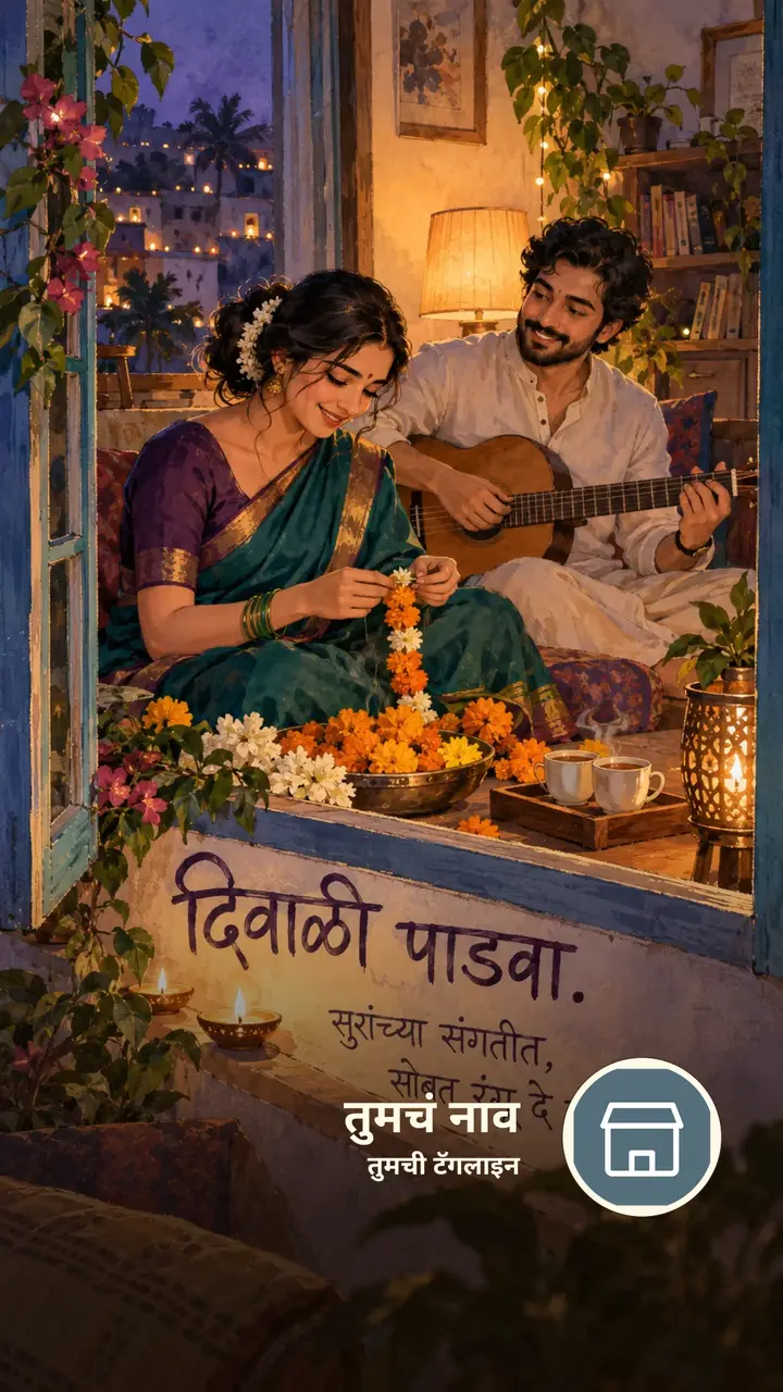 दिवाळी पाडवा. - सुरांच्या संगतीत, - Festival Image, फुलं, दिवा, जोडपं