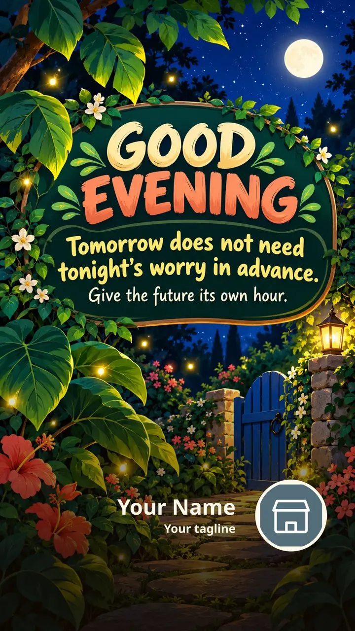 GOOD EVENING - Tomorrow does not need tonight's worry in advance. - Good Evening Image