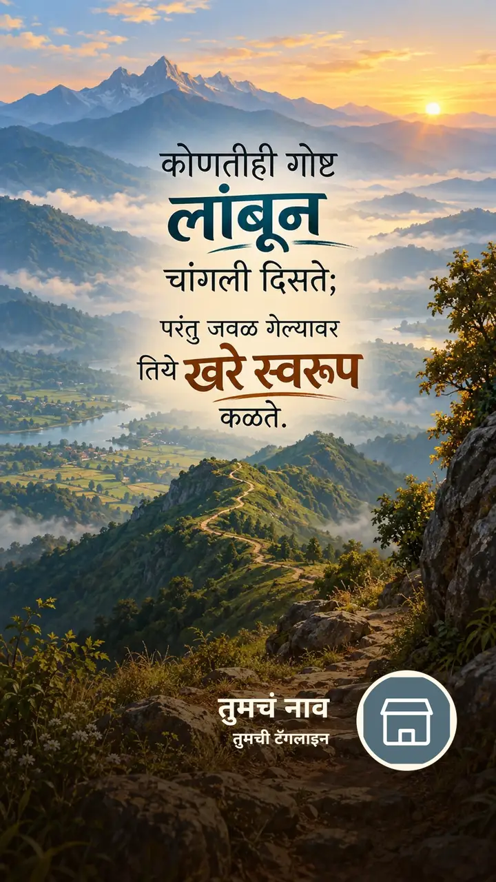 कोणतीही गोष्ट लांबून चांगली दिसते; - Suvichar Image, निसर्ग, डोंगर