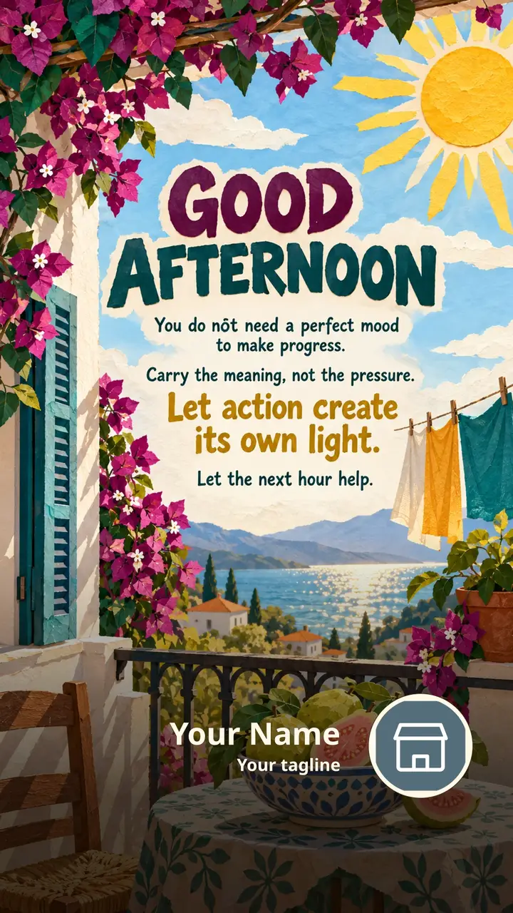 GOOD AFTERNOON - You do not need a perfect mood to make progress. - Afternoon Image