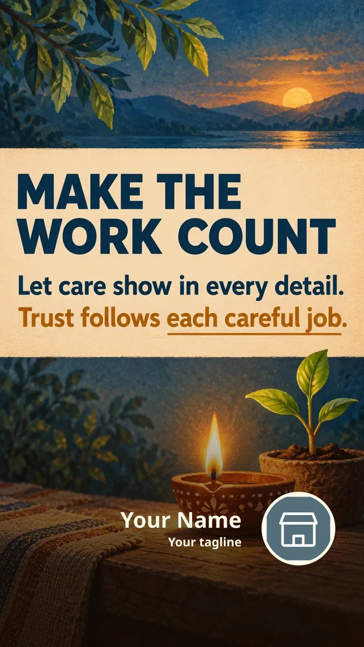 MAKE THE WORK COUNT - Motivational Image, Nature, Diya