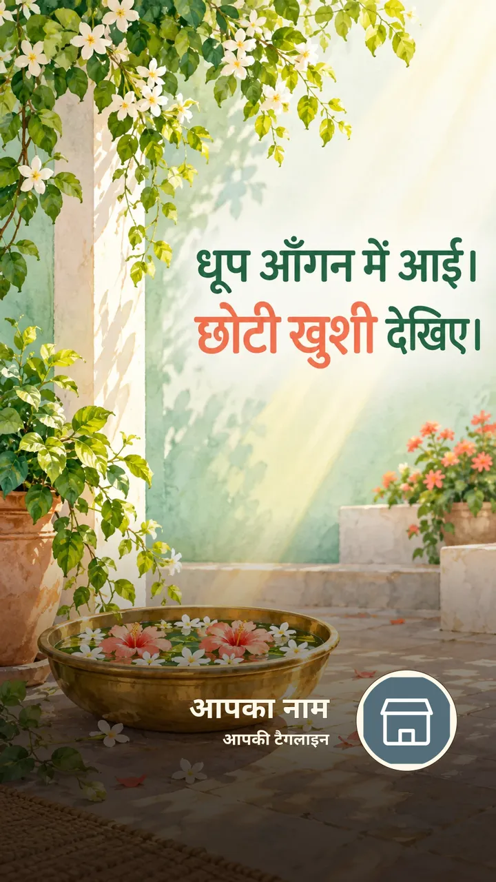 धूप आँगन में आई। - Suprabhat Image, फूल