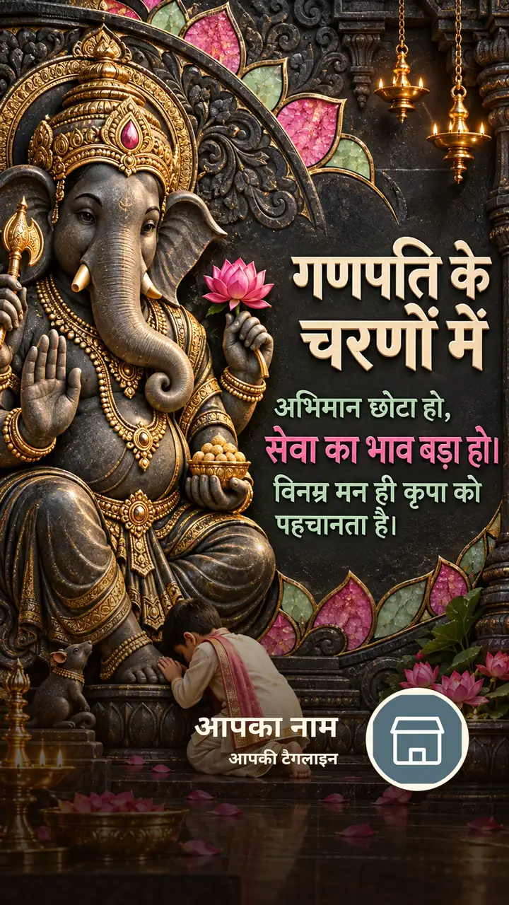 गणपति के चरणों में - Bhakti Image, फूल, कमल, दीया, गणेश
