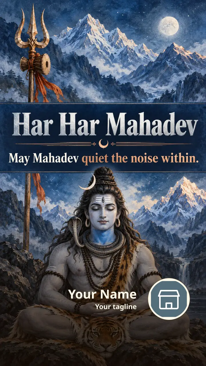 Har Har Mahadev - May Mahadev quiet the noise within. - Devotional Image, Mountains, Shiva, Om