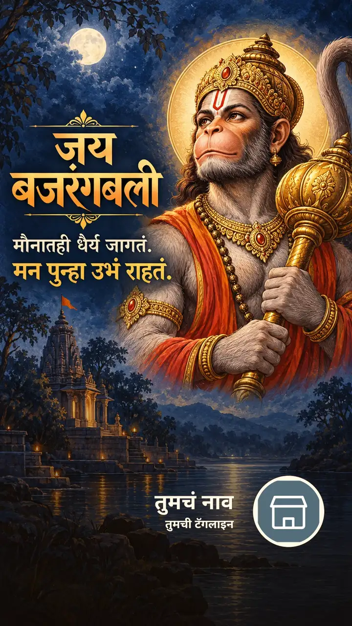 जय बजरंगबली - मौनातही धैर्य जागतं. - Bhakti Image, हनुमान, ॐ