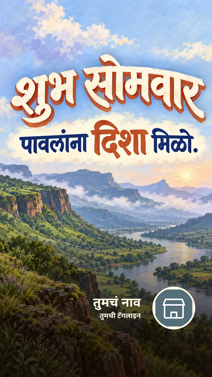शुभ सोमवार - पावलांना दिशा मिळो. - दिवसभराच्या शुभेच्छा Image, निसर्ग, डोंगर, नदी, आकाश